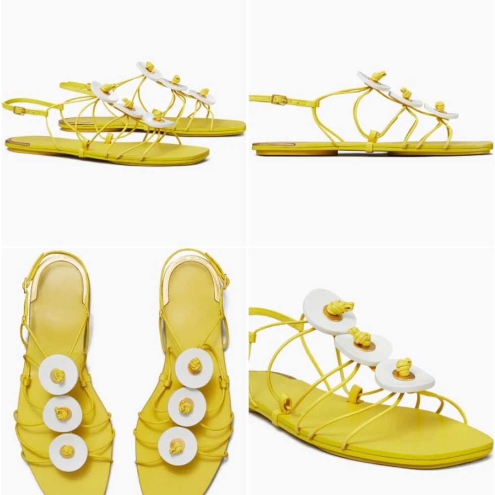 Tory Burch Yellow and White Sandals